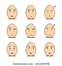 cute egg vector mascot set of emoticons