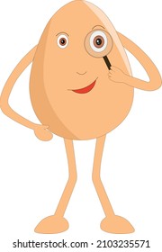 Cute egg vector searching with lens illustration cartoon