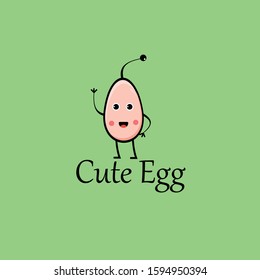 a cute egg is waving and say hello as a logo