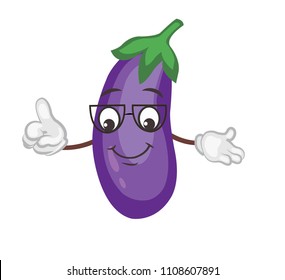 cute eggplant character. cartoon vector illustration