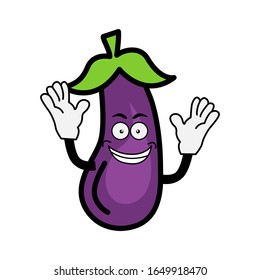 Cute eggplant character. cartoon vector illustration