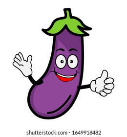 Cute eggplant character. cartoon vector illustration