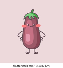 Carácter de berenjena dulce. Ilustración aislada del vector de dibujos animados
