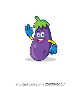 Cute eggplant character mascot illustration