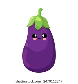 Cute Eggplant Character Vector Illustration