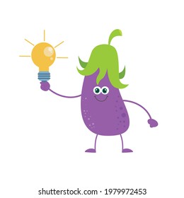 cute eggplant character vector template design illustration