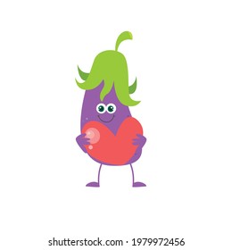 cute eggplant character vector template design illustration