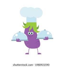cute eggplant character vector template design illustration