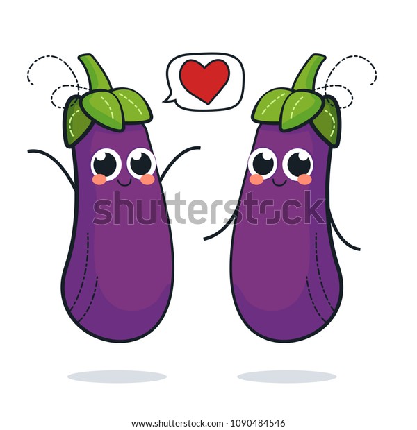 Cute Eggplant Characters Vector Set Stock Vector Royalty Free