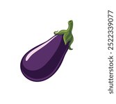 Cute Eggplant Emoji Icon – Vector Cartoon Vegetable Clip Art Illustration