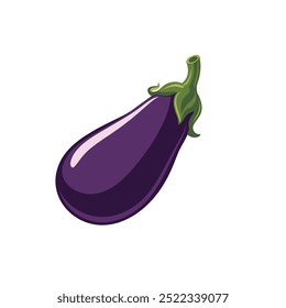 Cute Eggplant Emoji Icon – Vector Cartoon Vegetable Clip Art Illustration