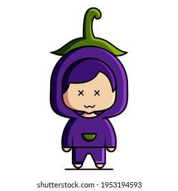 Cute eggplant mascot vector design