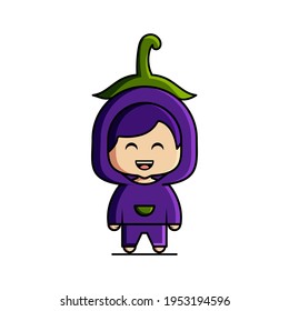 Cute eggplant mascot vector design