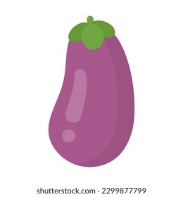 Cute eggplant vegetable, isolated colorful vector icon