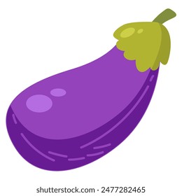 Cute eggplant vegetable vector illustration, aubergine clip art, brinjal cartoon icon , sayuran terong ungu clipart, terung healthy vegetables