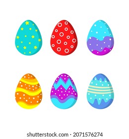 Cute eggs with ornament isolated on white background