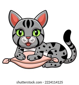 Cute egyptian mau cat cartoon on the pillow