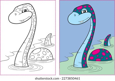 Cute Elasmosaurus Dinosaur Colour Book