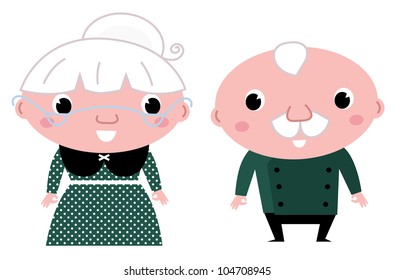 Cute elderly couple: grandmother and grandfather