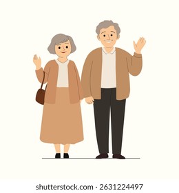 Cute Elderly Couple Illustration – Flat Vector Character Design