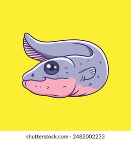 Lindo pez anguila eléctrica animal de dibujos animados de Ilustración vectorial de carácter.