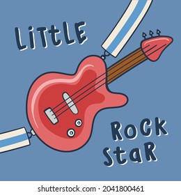 Cute Electric Guitar Vector Illustration