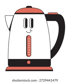 Cute Electric Kettle Cartoon Kitchen Appliance Illustration