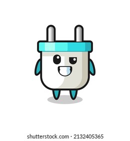cute electric plug mascot with an optimistic face , cute style design for t shirt, sticker, logo element