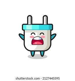 cute electric plug mascot with a yawn expression , cute style design for t shirt, sticker, logo element