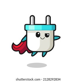 cute electric plug superhero character is flying , cute style design for t shirt, sticker, logo element