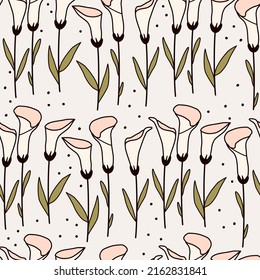 bonito y elegante belleza perfecta fondo de ilustración de patrón vectorial sin costura con hermosas flores de la calla