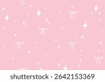 Cute elegant coquette seamless pattern. Stars and bows vector background. Girly pastel design.