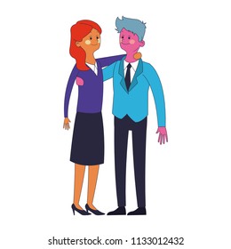 Cute and elegant couple pop colors