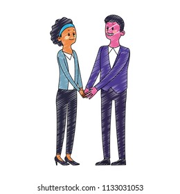 Cute and elegant couple scribble pop colors