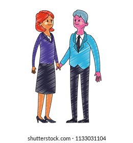 Cute and elegant couple scribble pop colors