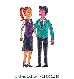 Cute and elegant couple scribble pop colors