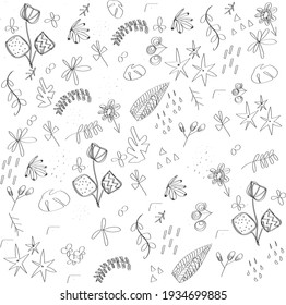 Cute, Elegant floral pattern in small hand draw flowers. Liberty style. Floral seamless background for fashion prints. Vintage print. Seamless vector texture. Spring bouquet. Black and white