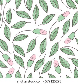 Cute elegant floral seamless pattern. Abstract beautiful flower background. Sweet simple doodle print.
