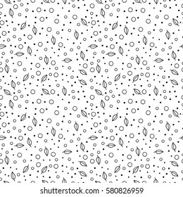 Cute elegant floral seamless pattern. Abstract black and white flower seamless pattern. Monochrome simple doodle print.