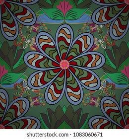Cute elegant flowers Vector illustration. Seamless pattern with leaves. Background for poster or cover. Decorative floral elements for invitation and postcard design. Figure for textiles.