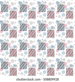 Cute elegant gift present christmas seamless vector pattern