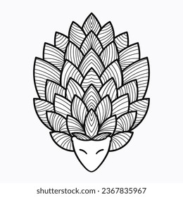 cute elegant graphic Mandala art Animal Illustration for Relaxation and Zen Art isolated for coloring book and coloring pages cartoon character outline vector illustration hedgehog
