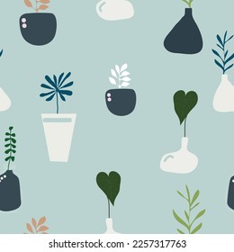 Cute elegant potted plants seamless pattern background for fashion,fabric,wallpaper and print design
