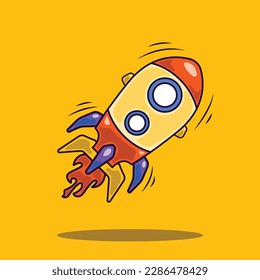 Cute elegant rocket spaceship vector  