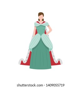 Cute elegant royal medieval princess with long dress
