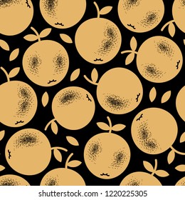 Cute, elegant seamless pattern. Little, exquisite graphical gold, textured apples.