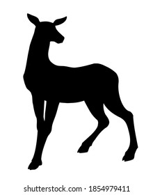 Cute elegant spot adult hoof elk goat dama beast muzzle look. Outline black hand drawn red impala body emblem design picture retro beauty art zoology contour print style. Closeup view paper text space