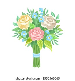 Cute and Elegant Wedding Bouquet Vector Illustration