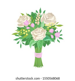 Cute and Elegant Wedding Bouquet Vector Illustration