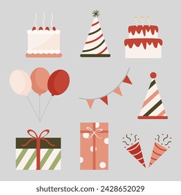 Cute Element of Birthday Celebration Vector Flat Illustration